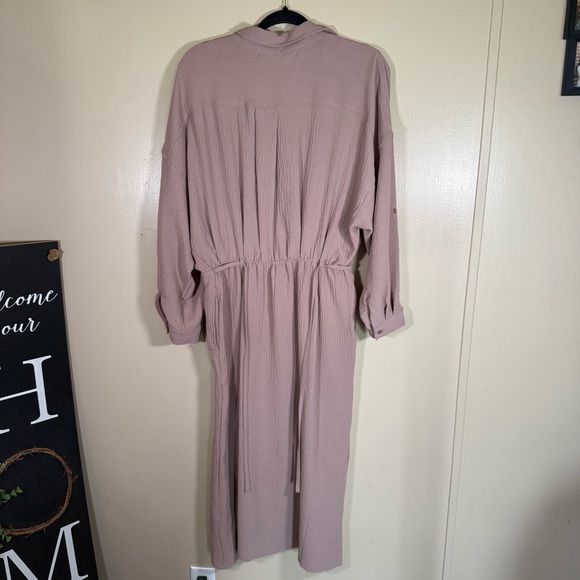 NWT Max Studio Taupe Long Sleeve Button up Dress size Medium - Picture 2 of 10